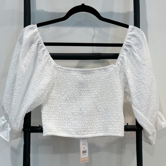 BCBG Generation | revolve | White Smocked Top Size Small - Picture 5 of 5